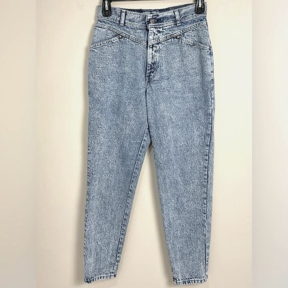Vintage Acid Wash Levi’s Jeans 80s Sz 13 Yoke Front Tapered Leg High Waist Mom - Picture 1 of 9
